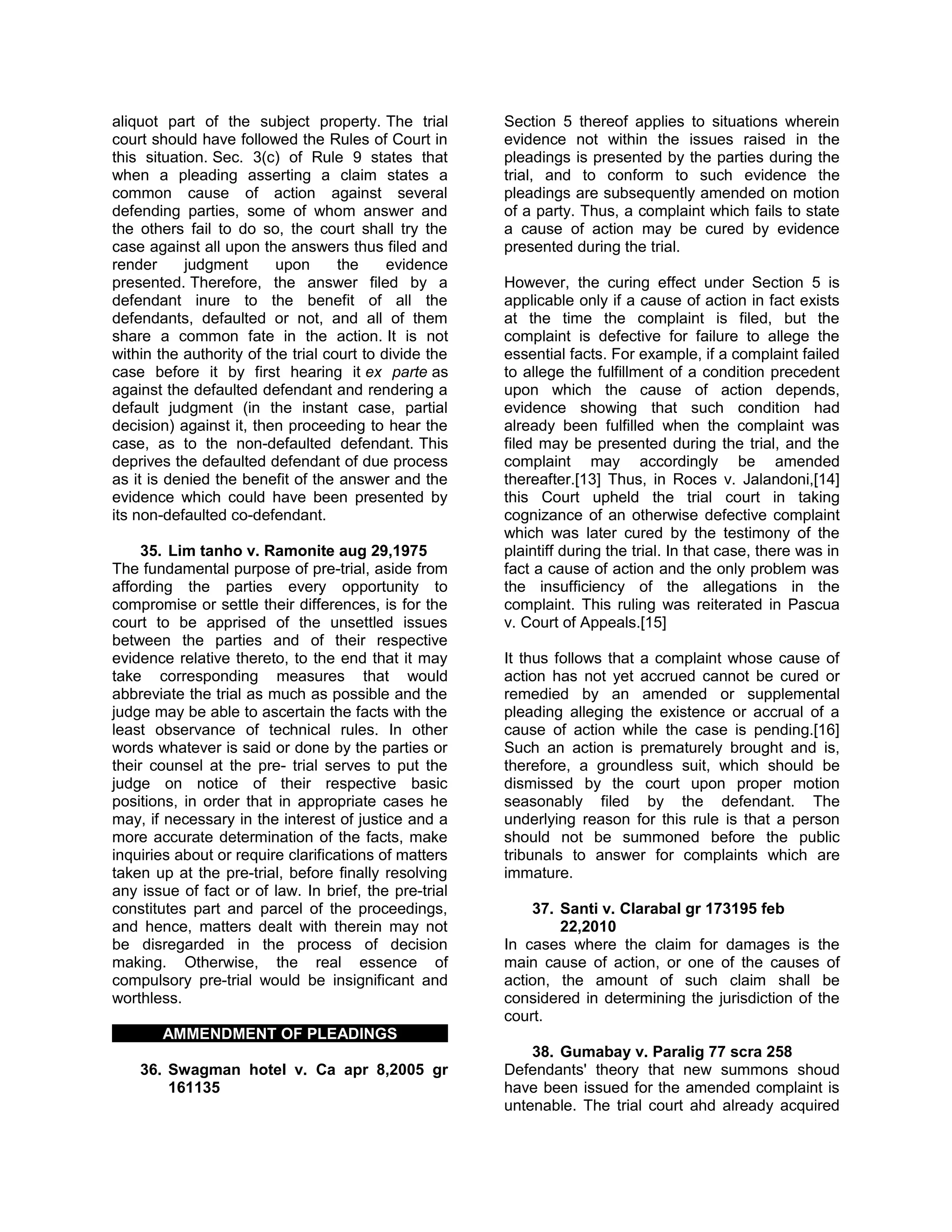 Remedial law case principles | DOC | Law