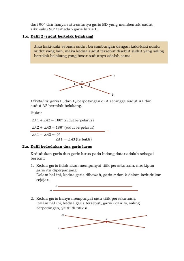 Soal ulangan harian garis dan sudut kelas 7