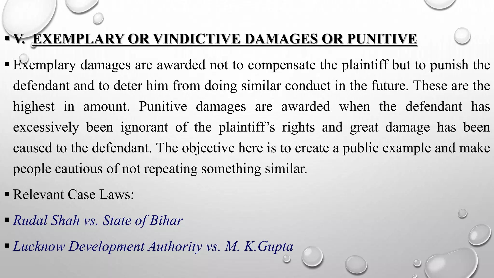 Vindictive Example Remedies under law of torts | PPTX