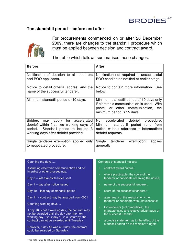 Remedies guidance 3 standstill period