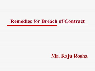 Remedies: Breach of Contract