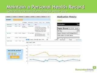 Maintain a Personal Health Record Centralized health information for better care.  