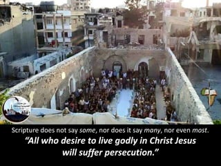 Scripture does not say some, nor does it say many, nor even most.
“All who desire to live godly in Christ Jesus
will suffer persecution.”
 