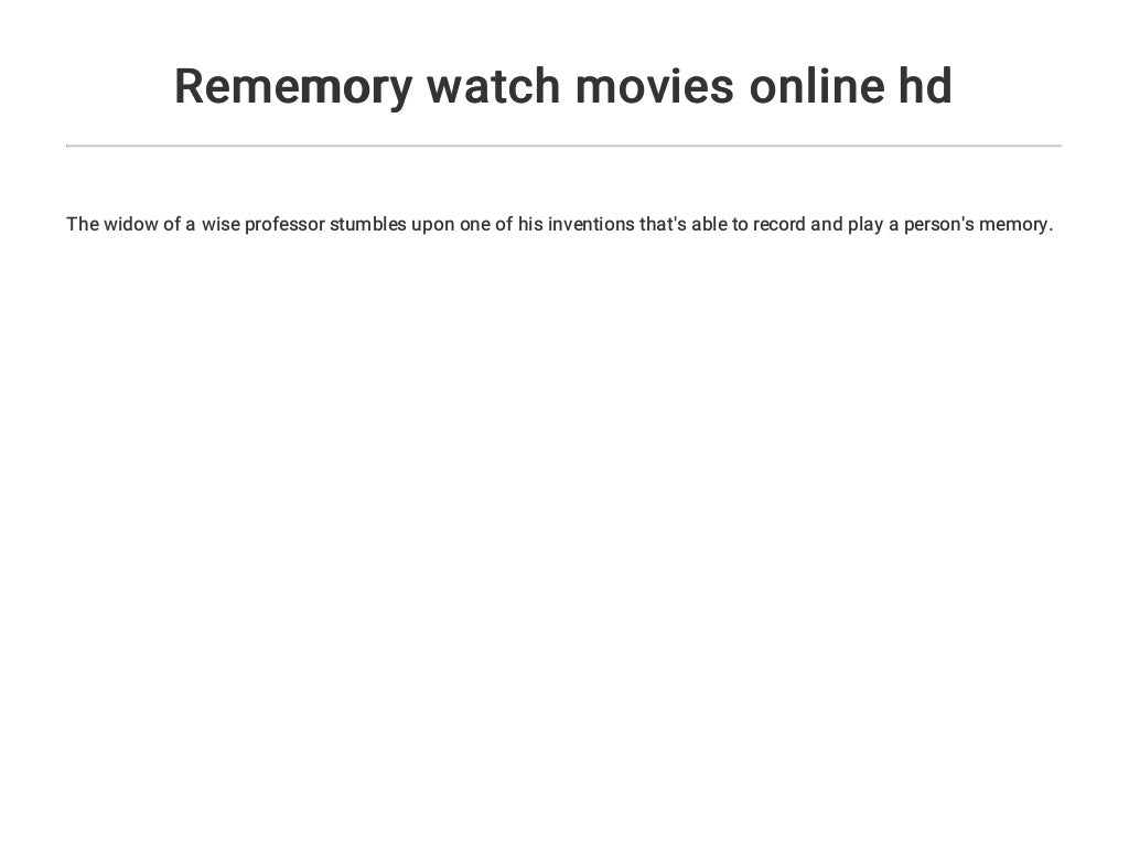 Rememory watch movies online hd