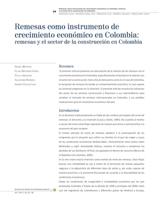 64
Remesas como instrumento de crecimiento económico en Colombia: remesas
y el sector de la construcción en Colombia
Revis...