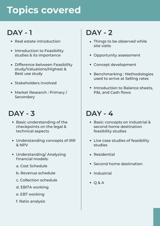 Real Estate Feasibility Study & Financial Modelling Program