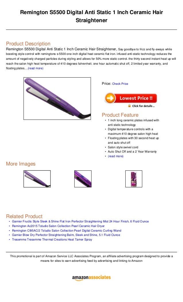remington anti static ceramic hair straightener