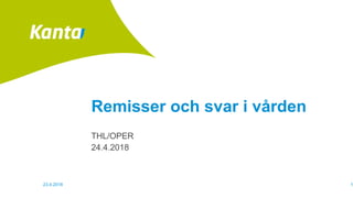 Remisser och svar i vården
23.4.2018
THL/OPER
24.4.2018
1
 