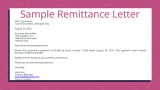 Remittance Letter Example Format How to Write Remittance & Transmittal Letters | PPTX