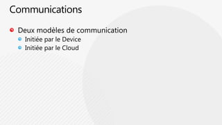 CommunicationsDeux modèles de communicationInitiée par le DeviceInitiée par le Cloud