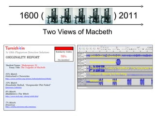 Two Views of Macbeth 1600 (  ) 2011 