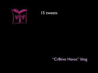 15 tweets
“Cr8tive Havoc” blog
 