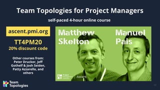 Team Topologies for Project Managers
69
ascent.pmi.org
self-paced 4-hour online course
TT4PM20
20% discount code
Other cou...