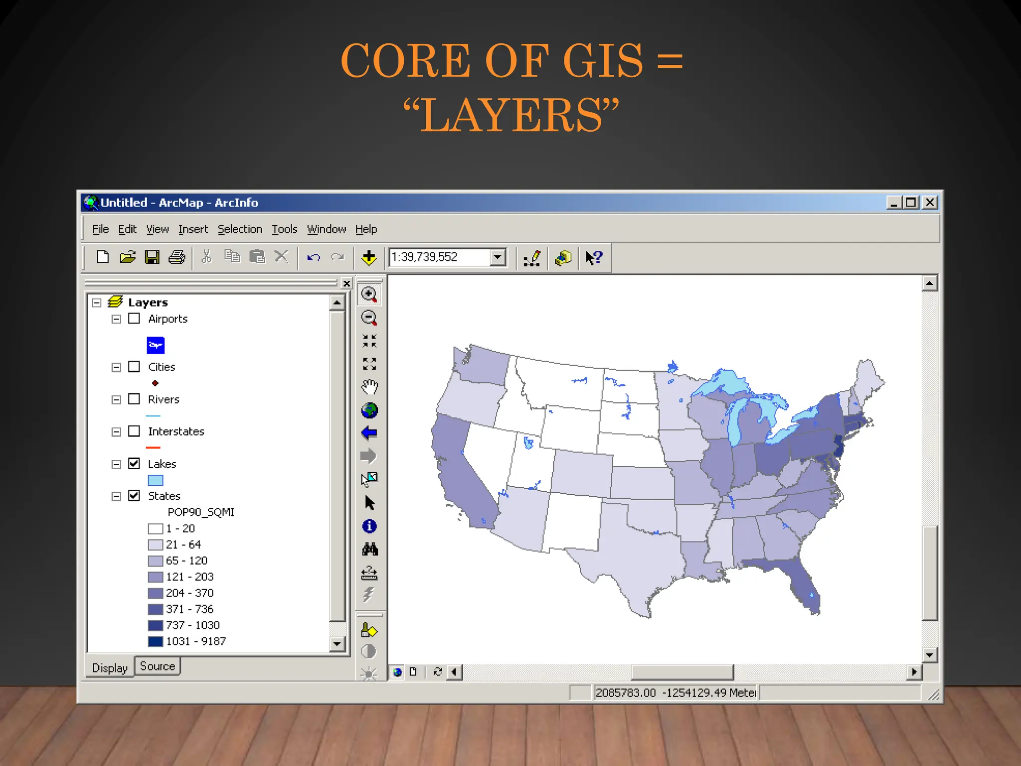 CORE OF GIS =
“LAYERS”
 