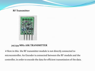 Transmitter Rqa Remote accident report system for highways using rf | PPTX