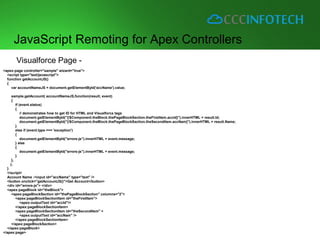 Visualforce: Using JavaScript Remoting for Apex Controllers | PPT