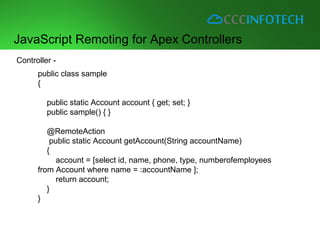 Visualforce: Using JavaScript Remoting for Apex Controllers | PPT