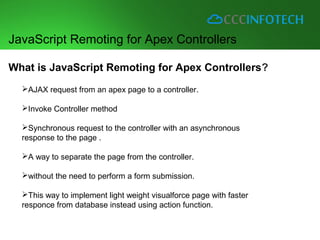 Visualforce: Using JavaScript Remoting for Apex Controllers | PPT