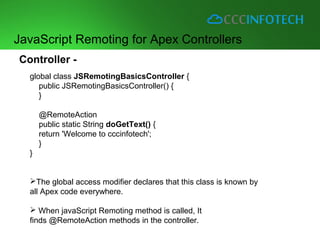 Visualforce: Using JavaScript Remoting for Apex Controllers | PPT