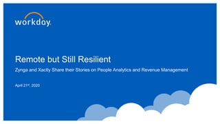 Zynga and Xactly Share their Stories on People Analytics and Revenue Management
Remote but Still Resilient
April 21st, 2020
 