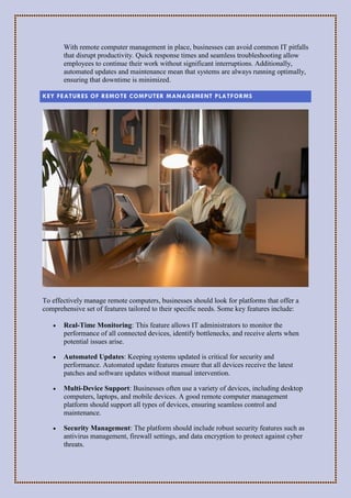Computer Management Practices REMOTE COMPUTER MANAGEMENT: A KEY TO EFFICIENT IT OPERATIONS | PDF