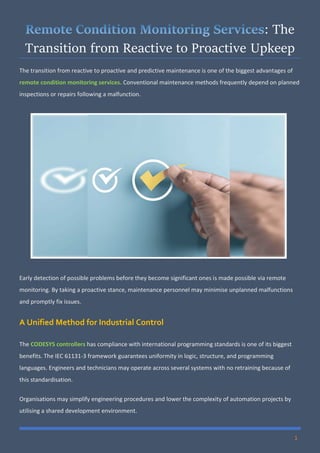 Remote Condition Monitoring Services: The Transition from Reactive to ...