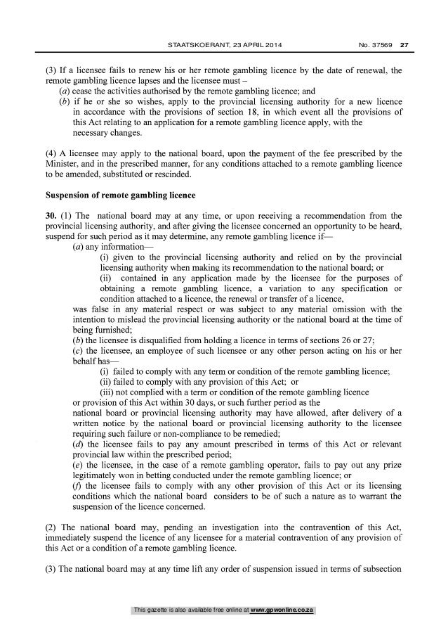 Gambling legislation in south africa
