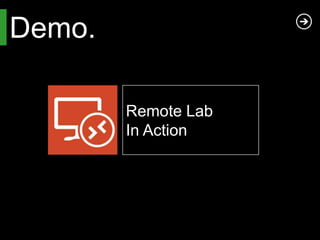 Demo.

        Remote Lab
        In Action
 