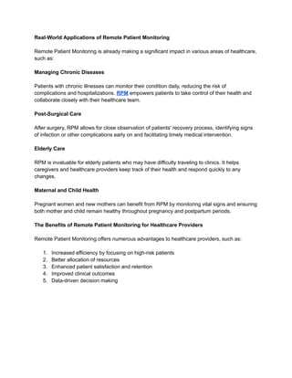 Remote Patient Monitoring: The Future of Preventive Healthcare | PDF