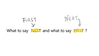 What to say FIRSTand what to sayNEXT ?
 