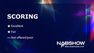 SCORING
Excellent


Fair


Not o
ff
ered/poor
 