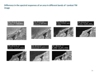 Difference in the spectral responses of an area in different bands of Landsat TM
image
39
 