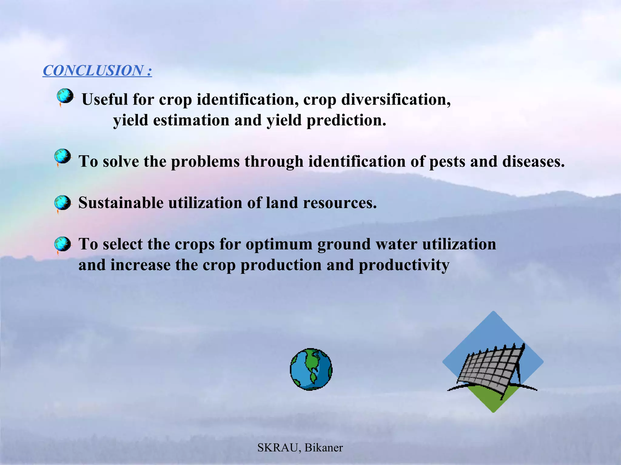 Application of Remote Sensing in Agriculture | PPT