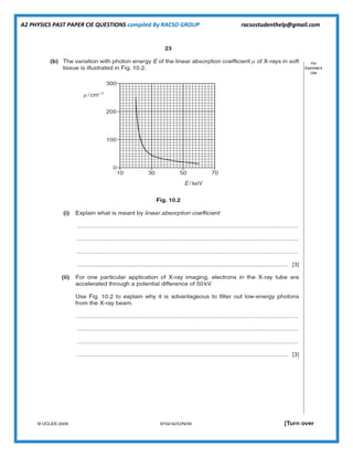 A2 PHYSICS PAST PAPER CIE QUESTIONS compiled By RACSO GROUP racsostudenthelp@gmail.com
 