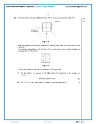 A2 PHYSICS PAST PAPER CIE QUESTIONS compiled By RACSO GROUP racsostudenthelp@gmail.com
 
