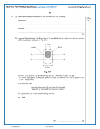 A2 PHYSICS PAST PAPER CIE QUESTIONS compiled By RACSO GROUP racsostudenthelp@gmail.com
 