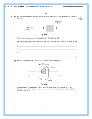 A2 PHYSICS PAST PAPER CIE QUESTIONS compiled By RACSO GROUP racsostudenthelp@gmail.com
 
