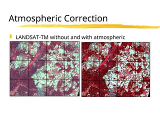 Atmospheric Correction
 LANDSAT-TM without and with atmospheric
correction
 