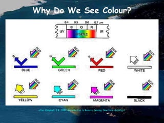 Why Do We See Colour?
after Campbell, J.B., 1987. Introduction to Remote Sensing. New York: Guildford.
 