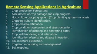 Remote Sensing and its Applications in Agriculture | PPTX