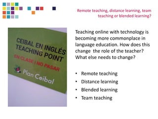Teaching online with technology is
becoming more commonplace in
language education. How does this
change the role of the t...