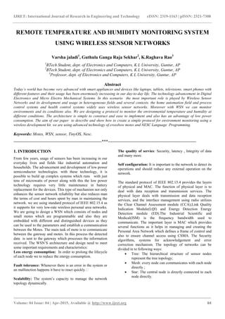 Remote temperature and humidity monitoring system using wireless sensor