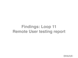 Findings: Loop 11
Remote User testing report

1

 
