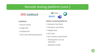 Remote Moderated Usability Testing & Tools | PDF