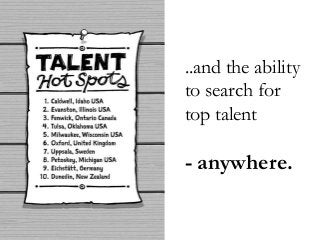 ..and the ability
to search for
top talent

- anywhere.

 