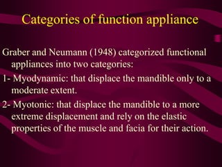 Categories of function appliance
More recently, Isaacson, Reed and Stephens
(1990) divided these functional appliances int...