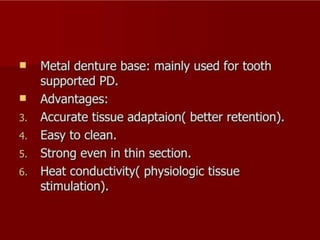 REMOVABLE PARTIAL DENTURES IN PROSTHODONTICS