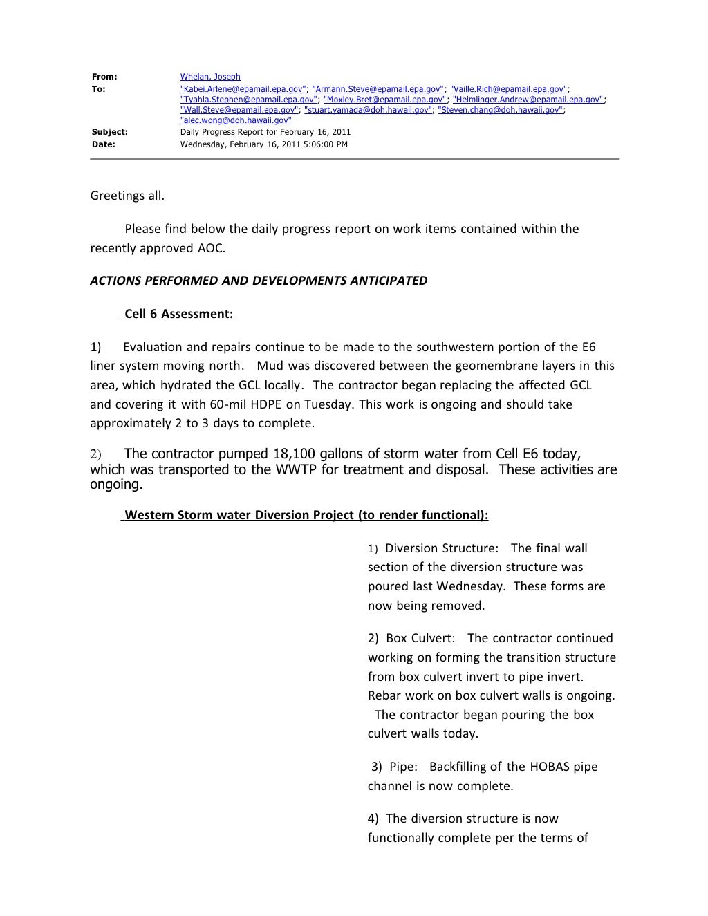 Removal Action Summary Report (pages 11015)