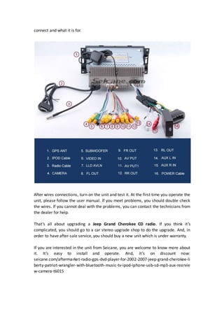 Removal and wiring diagram for 2002 2007 jeep grand cherokee cd radio