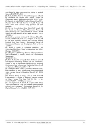 Removal of heavy metal lead (pb) from electrochemical industry waste ...